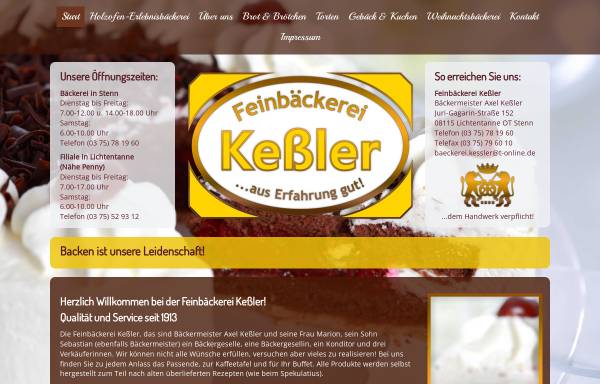 Vorschau von www.feinbaeckerei-kessler.de, Feinbäckerei Kessler