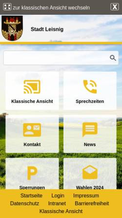 Vorschau der mobilen Webseite www.leisnig.de, Stadt Leisnig