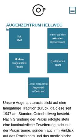 Vorschau der mobilen Webseite augenarzt-ostenhellweg.de, Dres. med. Brons, Netz, Kreilkamp und Nehm