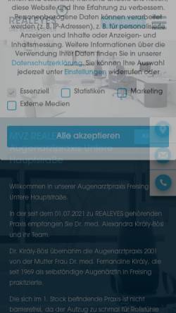Vorschau der mobilen Webseite www.augenarzt-freising.de, Király-Bösl, Dr. med. Alexandra