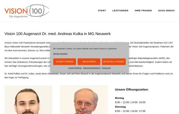 Vorschau von www.augenarzt-mg.de, Vision 100 Die Augenärzte Dr. med Andreas Kulka