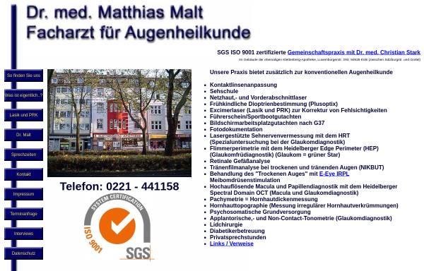 Vorschau von www.koeln-augenarzt.de, Malt, Dr. med. Matthias