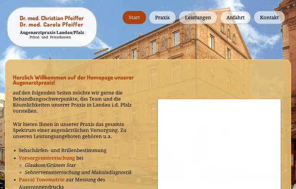 Vorschau von www.augenarzt-pfeiffer-landau.de, Pfeiffer , Dr. med Christian und Pfeiffer, Dr. med. Carola