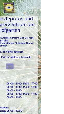 Vorschau der mobilen Webseite www.augenarzt-bayreuth.de, Schrems, Prof. Dr. med. habil. Wolfgang und Glaab-Schrems, Dr. med. Erika