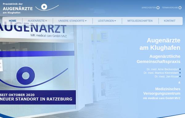 Vorschau von www.augenaerzte-luebeck.de, Praxisklinik der Augenärzte am Klughafen
