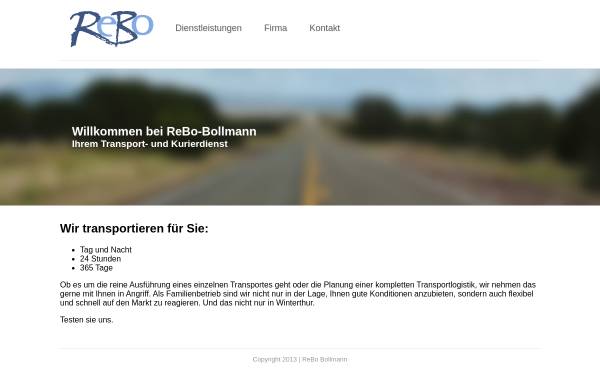 Vorschau von www.rebo-bollmann.ch, ReBo - Bollmann, Kleintransporte und Kurierdienste