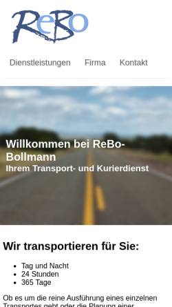 Vorschau der mobilen Webseite www.rebo-bollmann.ch, ReBo - Bollmann, Kleintransporte und Kurierdienste