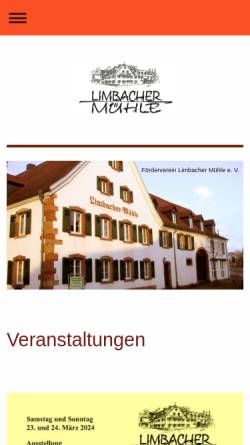 Vorschau der mobilen Webseite www.limbachermuehle.de, Förderverein Limbacher Mühle e.V.