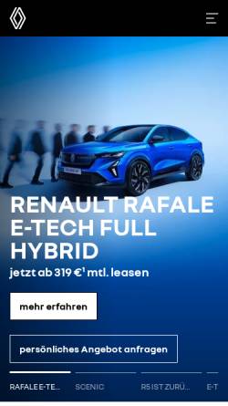 Vorschau der mobilen Webseite www.renault.de, Renault Nissan Deutschland AG