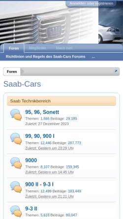 Vorschau der mobilen Webseite www.saab-cars.de, Saab Cars.de