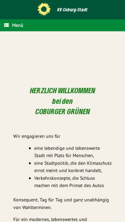 Vorschau der mobilen Webseite www.gruene-coburg.de, Bündnis 90/Die Grünen Coburg Stadt