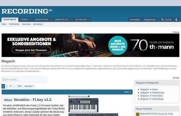 Vorschau von homerecording.de, Homerecording.de