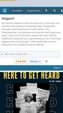 Vorschau der mobilen Webseite homerecording.de, Homerecording.de