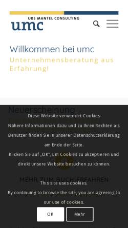 Vorschau der mobilen Webseite umcag.ch, UMC, Urs Mantel Consulting