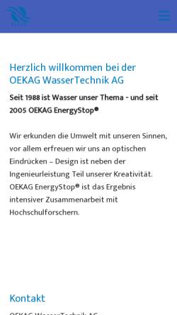 Vorschau der mobilen Webseite www.oekag.com, Oekag WasserTechnik AG