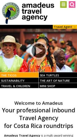 Vorschau der mobilen Webseite www.amadeus.co.cr, Amadeus Travel