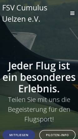 Vorschau der mobilen Webseite www.flugplatz-uelzen.de, FSV Cumulus - Uelzen