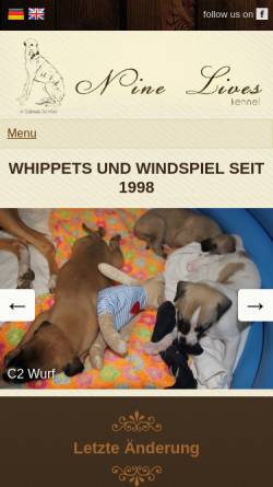 Vorschau der mobilen Webseite www.whippet.de, Whippet.de - Alles über Whippets