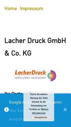 Vorschau der mobilen Webseite www.lacher-druck.de, Lacher Druck