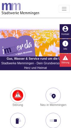 Vorschau der mobilen Webseite stadtwerke-memmingen.de, Stadtwerke Memmingen