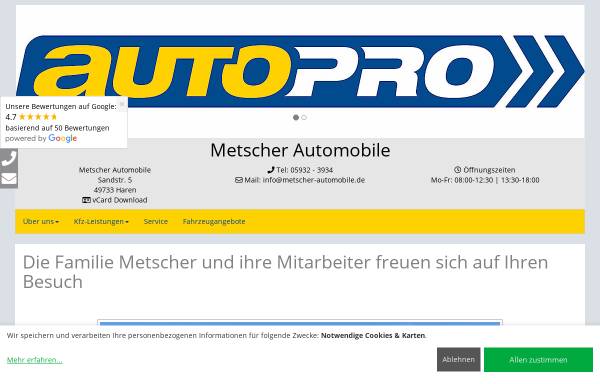 Vorschau von www.metscher-automobile.de, Metscher Automobile