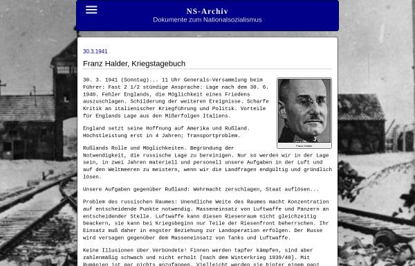 Vorschau von www.ns-archiv.de, Halder, Generalstabschef, Kriegstagebuch: 30.3.1941
