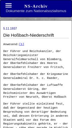 Vorschau der mobilen Webseite www.ns-archiv.de, Hoßbach-Protokoll, 5. November 1937