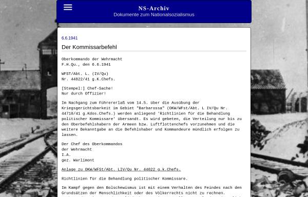 Vorschau von www.ns-archiv.de, Kommissarbefehl vom 6.6.1941