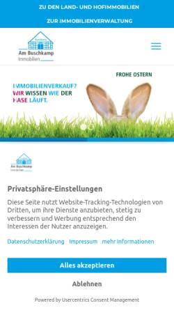 Vorschau der mobilen Webseite www.am-buschkamp.de, Immobilien Am Buschkamp GmbH & Co. KG