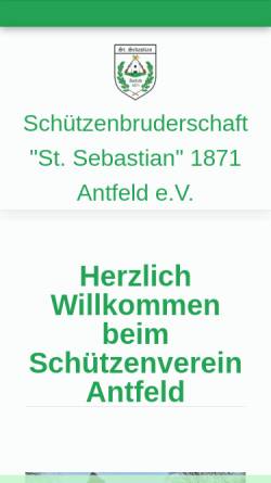 Vorschau der mobilen Webseite www.st-sebastian-antfeld.de, Sankt Sebastian Schützenbruderschaft Antfeld 1871