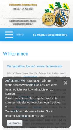 Vorschau der mobilen Webseite www.stmagnus-niedermarsberg.de, Schützenbruderschaft St. Magnus Niedermarsberg 1843 e.V.