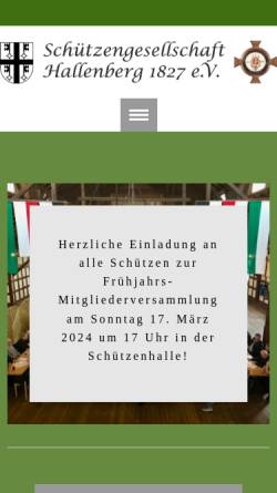 Vorschau der mobilen Webseite www.schuetzengesellschaft-hallenberg.de, Schützengesellschaft Hallenberg 1827 e.V.