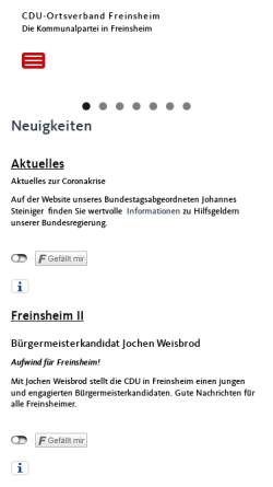 Vorschau der mobilen Webseite www.cdu-freinsheim.de, CDU Ortsverband Freinsheim