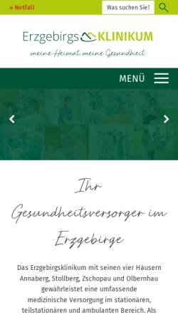 Vorschau der mobilen Webseite www.erzgebirgsklinikum.de, Erzgebirgsklinikum Annaberg