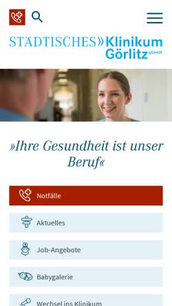 Vorschau der mobilen Webseite www.klinikum-goerlitz.de, Städtisches Klinikum Görlitz