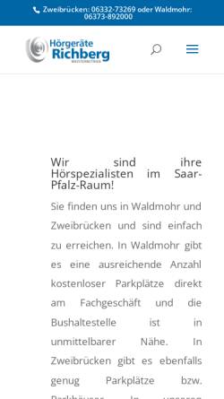 Vorschau der mobilen Webseite xn--hrgerte-richberg-znb33a.de, Hörgeräte Richberg