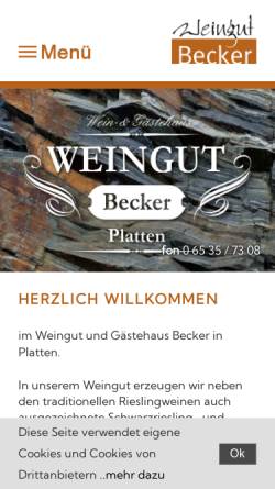 Vorschau der mobilen Webseite www.weingut-becker.net, Weingut Becker