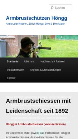 Vorschau der mobilen Webseite www.ashoengg.ch, Armbrustschützen Höngg