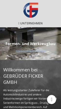 Vorschau der mobilen Webseite www.formenbau-gf.de, Gebr. Ficker GmbH