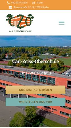 Vorschau der mobilen Webseite carl-zeiss-oberschule.de, Carl-Zeiss-Oberschule in Berlin Tempelhof