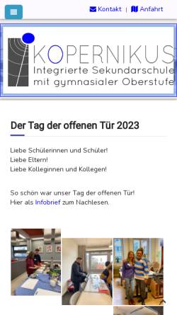 Vorschau der mobilen Webseite www.kopernikus-oberschule.de, Kopernikus-Oberschule Berlin-Steglitz