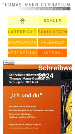 Vorschau der mobilen Webseite www.tmgberlin.de, Thomas-Mann-Oberschule