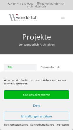 Vorschau der mobilen Webseite wunderlich-architekten.de, Wunderlich Architekten GmbH