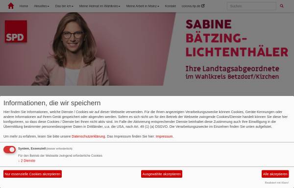 Vorschau von www.sabine-baetzing.de, Bätzing, Sabine (MdB)