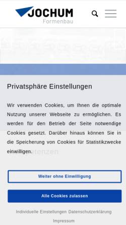 Vorschau der mobilen Webseite www.werkzeugbau-jochum.de, Werkzeug- und Formenbau Jochum
