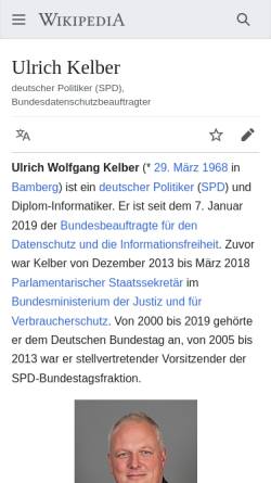 Vorschau der mobilen Webseite www.ulrich-kelber.de, Kelber, Ulrich (MdB)
