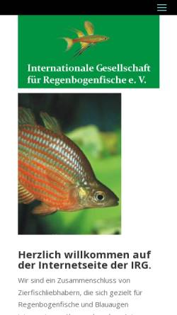 Vorschau der mobilen Webseite www.irg-online.de, Internationale Regenbogenfisch-Gesellschaft