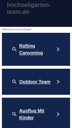 Vorschau der mobilen Webseite www.hochseilgarten-team.de, Natur & Freizeit - Hochseilgarten, Kanuverleih und Mountainbike - Peter Goerke