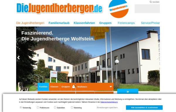 Vorschau von www.diejugendherbergen.de, Königsland-Jugendherberge Wolfstein/Pfalz