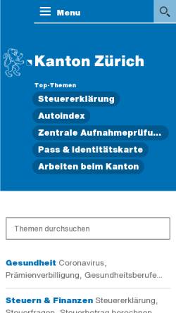Vorschau der mobilen Webseite www.justizvollzug.ch, Justizvollzug Kanton Zürich